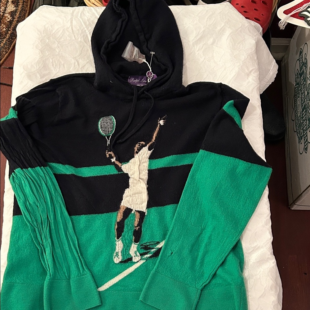 Ralph Lauren Black and Green Graphic Sweater